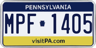 PA license plate MPF1405