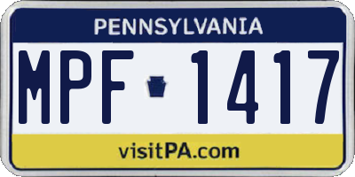 PA license plate MPF1417