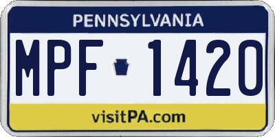 PA license plate MPF1420