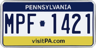 PA license plate MPF1421