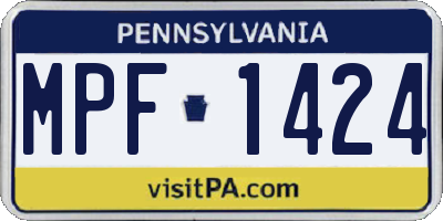 PA license plate MPF1424