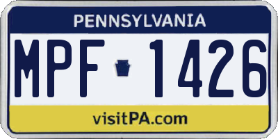 PA license plate MPF1426