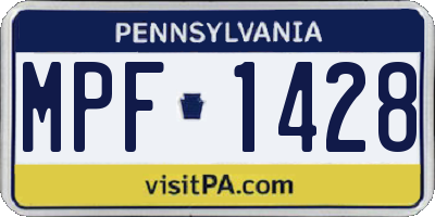 PA license plate MPF1428