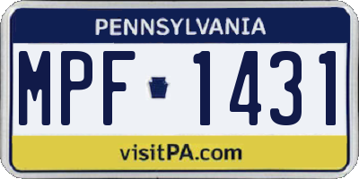 PA license plate MPF1431