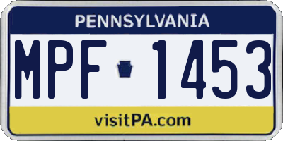 PA license plate MPF1453