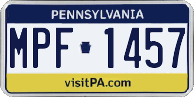 PA license plate MPF1457