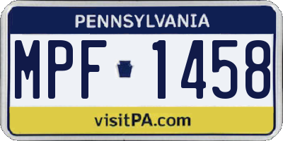PA license plate MPF1458