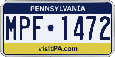 PA license plate MPF1472