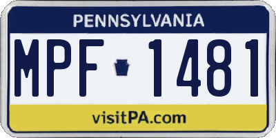 PA license plate MPF1481