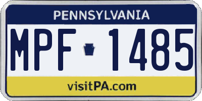 PA license plate MPF1485