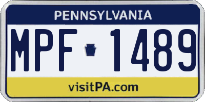 PA license plate MPF1489
