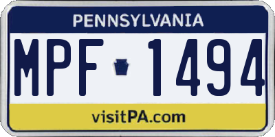 PA license plate MPF1494