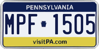 PA license plate MPF1505