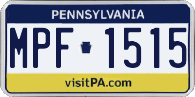 PA license plate MPF1515