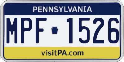 PA license plate MPF1526