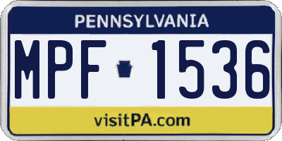 PA license plate MPF1536