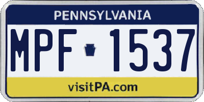 PA license plate MPF1537