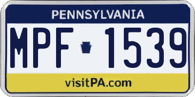 PA license plate MPF1539