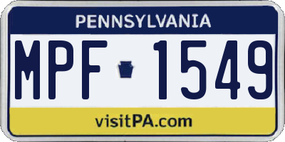 PA license plate MPF1549