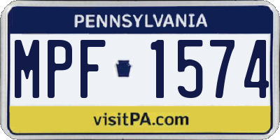 PA license plate MPF1574