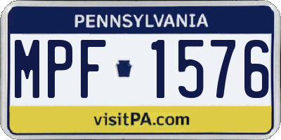 PA license plate MPF1576