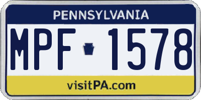 PA license plate MPF1578