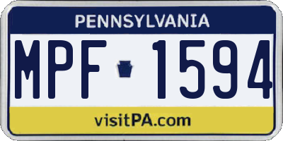 PA license plate MPF1594