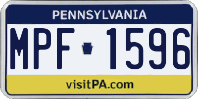 PA license plate MPF1596