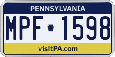 PA license plate MPF1598