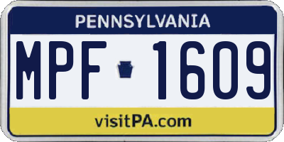 PA license plate MPF1609