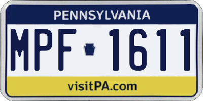 PA license plate MPF1611