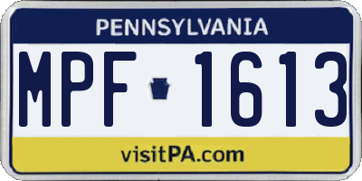 PA license plate MPF1613