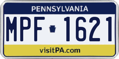 PA license plate MPF1621