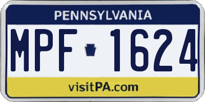 PA license plate MPF1624