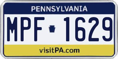 PA license plate MPF1629