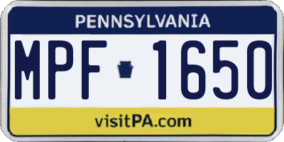 PA license plate MPF1650