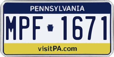 PA license plate MPF1671