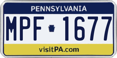 PA license plate MPF1677