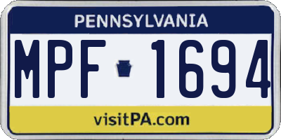 PA license plate MPF1694