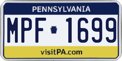 PA license plate MPF1699