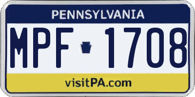 PA license plate MPF1708