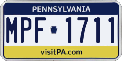 PA license plate MPF1711