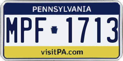 PA license plate MPF1713
