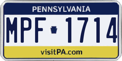 PA license plate MPF1714