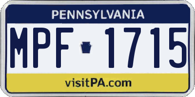 PA license plate MPF1715