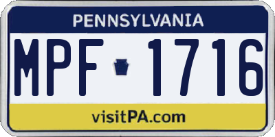 PA license plate MPF1716