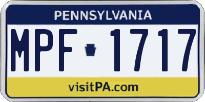 PA license plate MPF1717