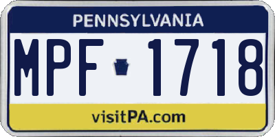 PA license plate MPF1718
