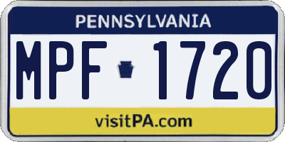 PA license plate MPF1720