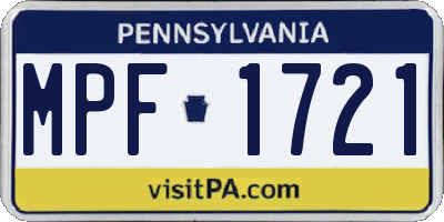 PA license plate MPF1721